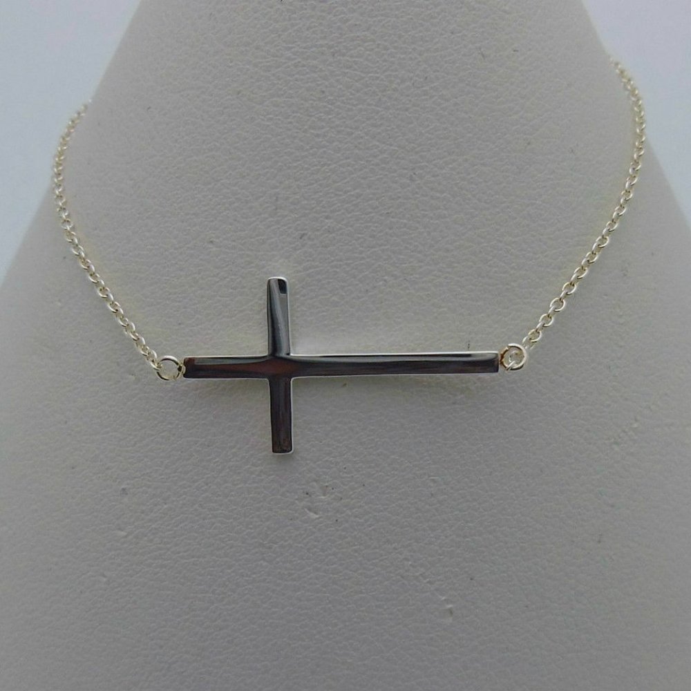 Sideways Cross Bracelet - Stainless Steel